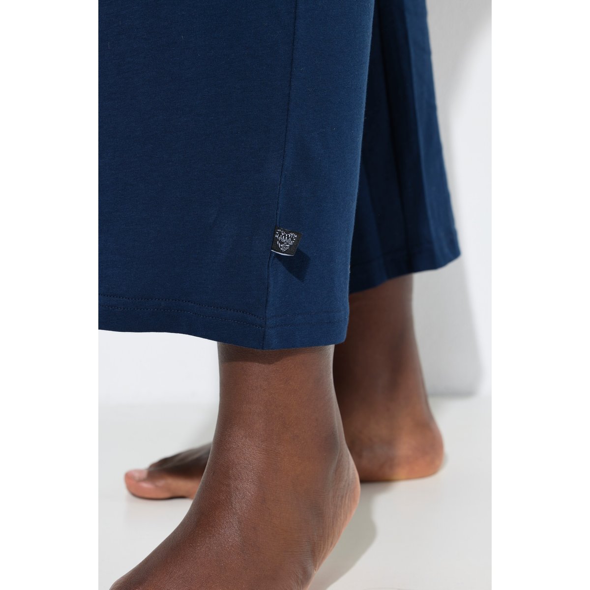 Pantalon de pyjama uni/cœurs, jambe longue bleu nuit, ULLA POPKEN