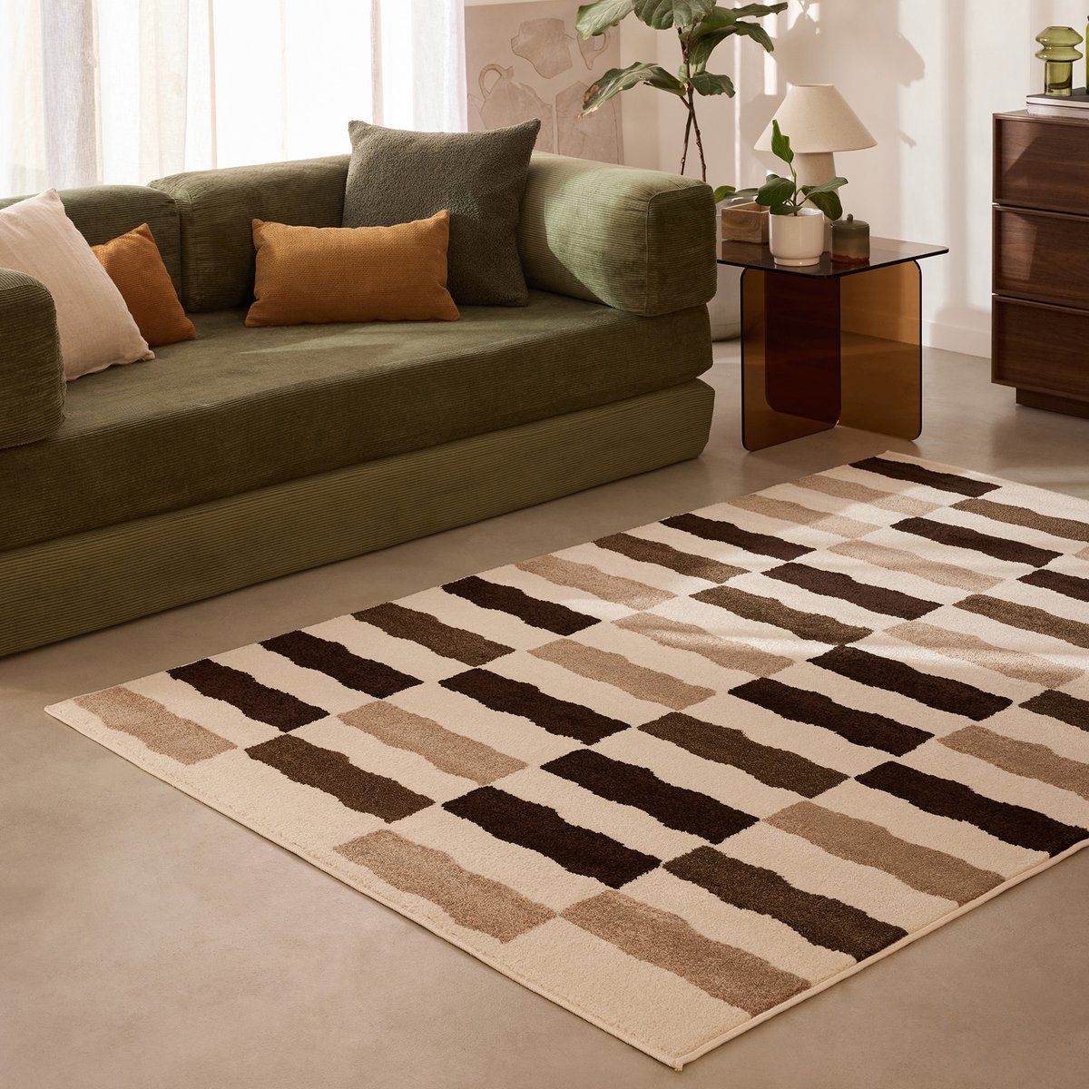 Tapis intérieur rayure retro SANTAL beige, NAZAR RUGS