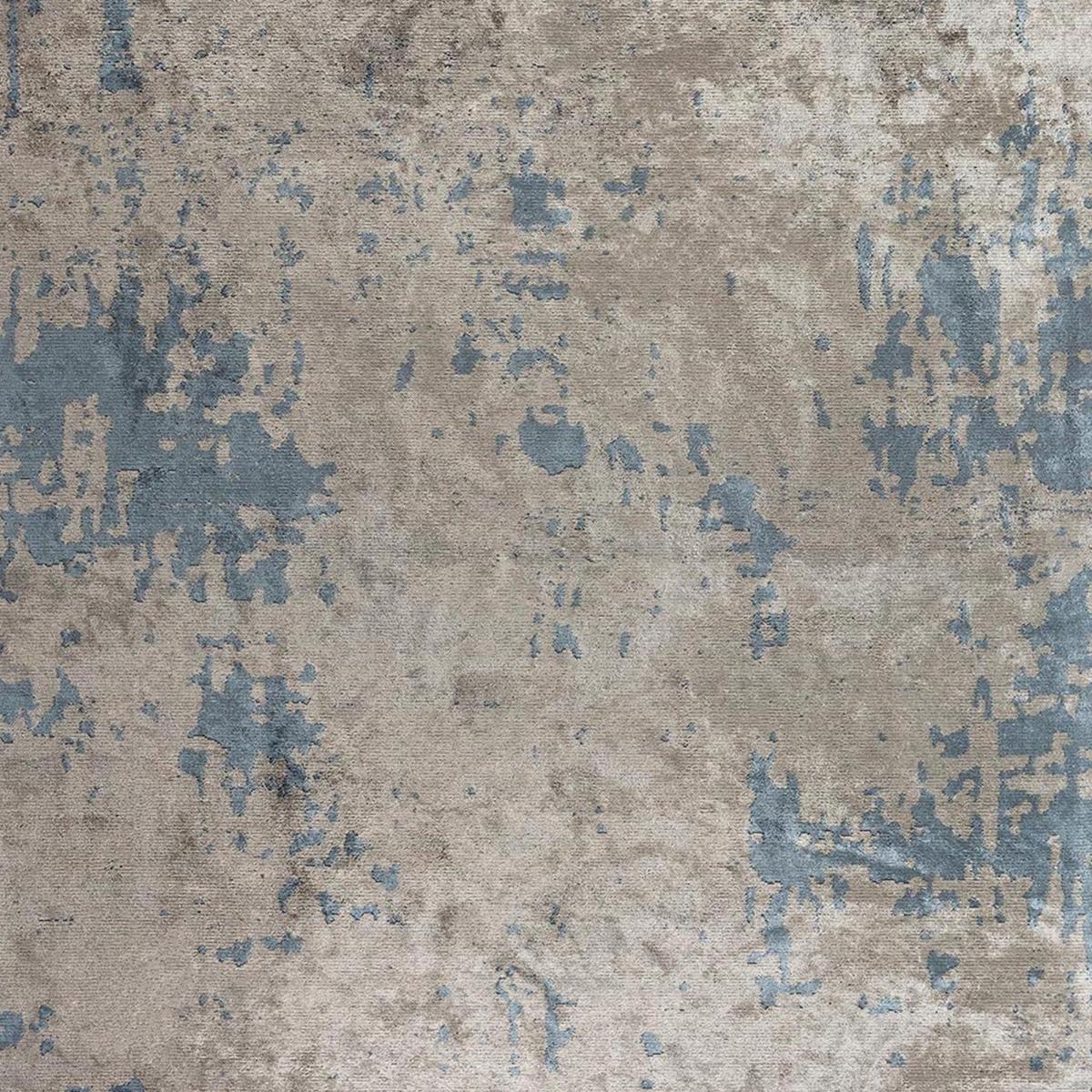 Tapis kilim tissé en coton motif abstrait UNIBLUE argenté, bleu, UN AMOUR DE TAPIS