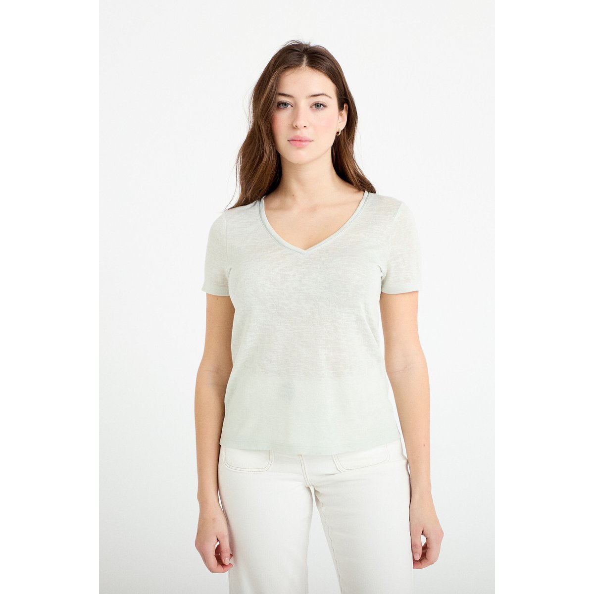 T-shirt manches courtes irisé gris argent, CACHE CACHE