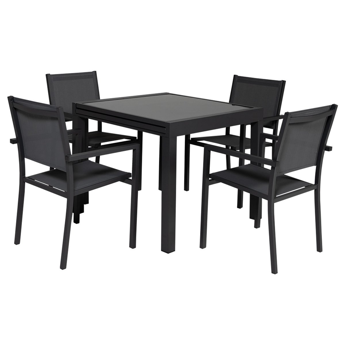 Salon de jardin, extensible, 8 pl, LAMPEDUSA gris anthracite, HAPPY GARDEN