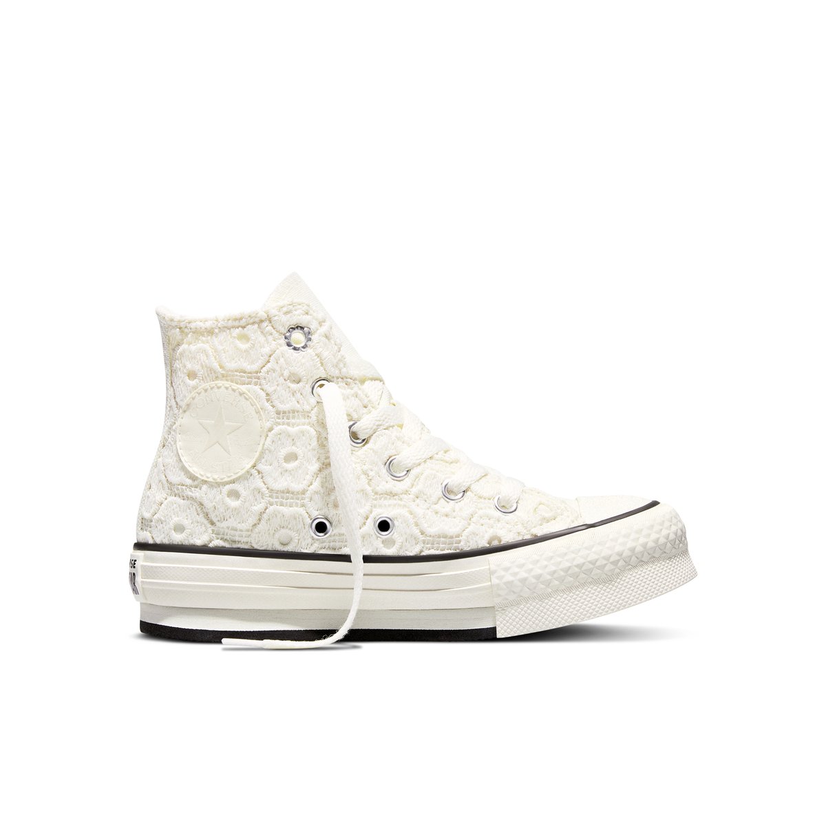 Baskets CHUCK TAYLOR ALL STAR EVA LIFT PLATFORM FLORAL CROCHET egret/black/egret, CONVERSE