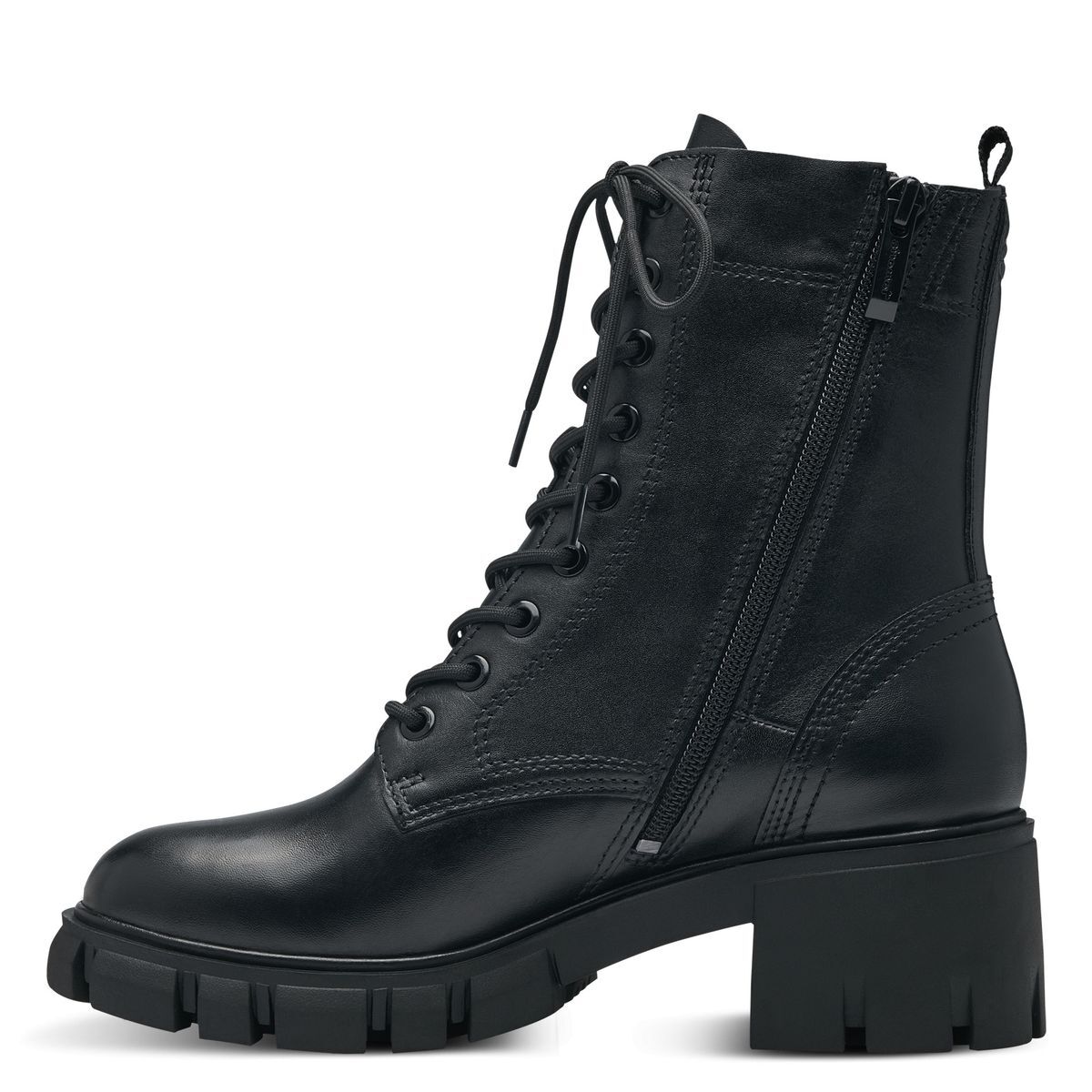 Bottine zippée noir cuir, TAMARIS