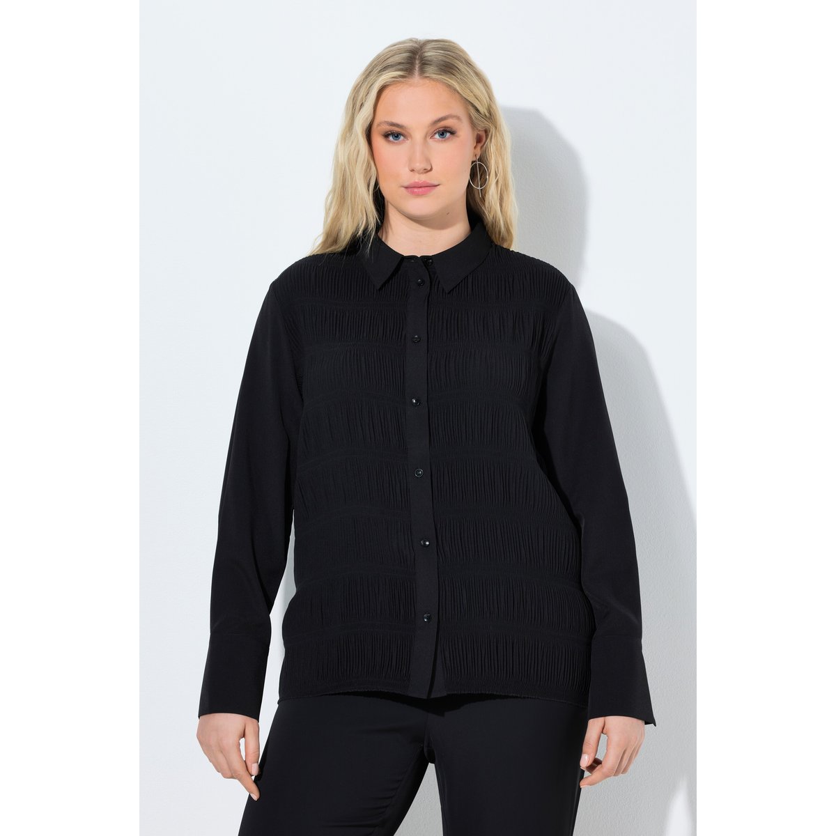 Chemisier texturé crinkle noir, ULLA POPKEN