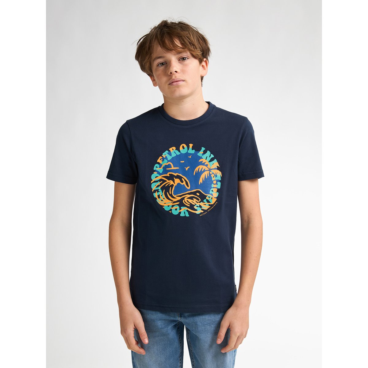 Lot de 2 t-shirts basiques à col rond snapper multicolore, PETROL INDUSTRIES