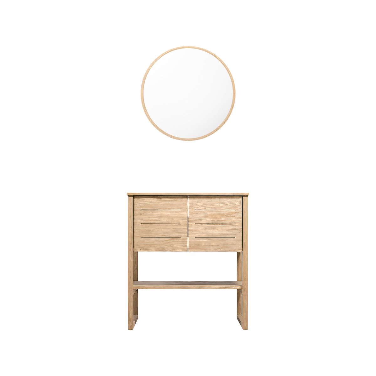 Meuble simple + miroir ATOLL bois clair, MOB IN