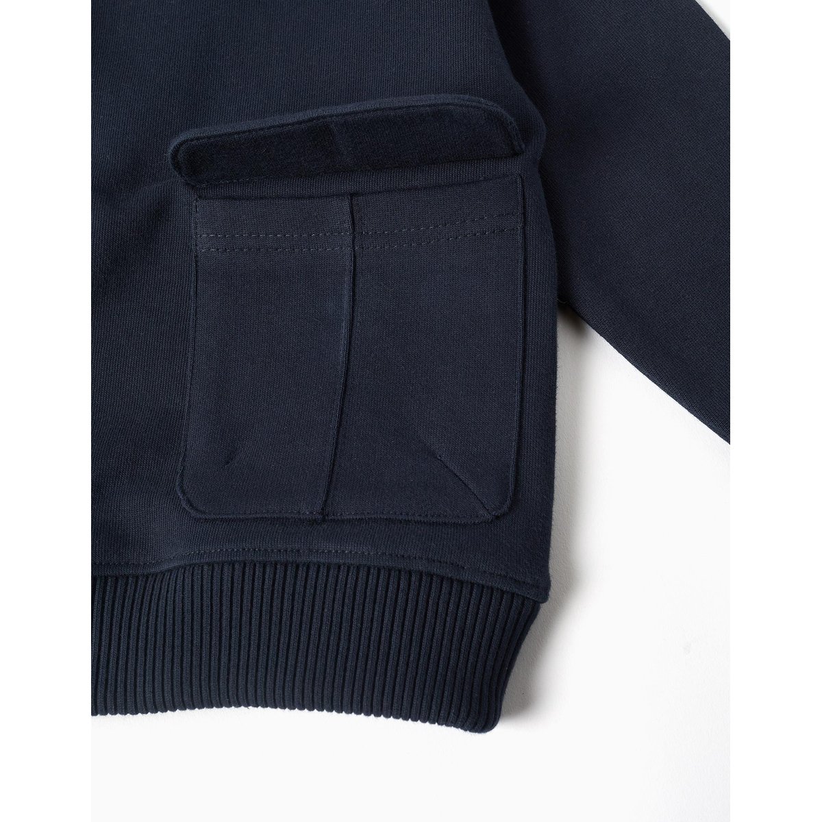 Sweat en coton avec grande poche bleu foncé, ZIPPY