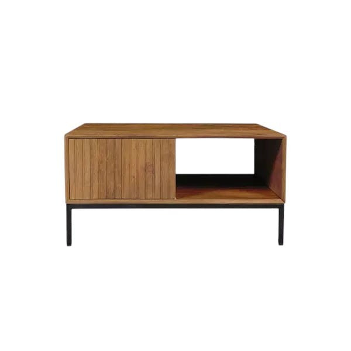 Table basse carrée 2 tiroirs 1 niche CORTINA bois, PIER IMPORT