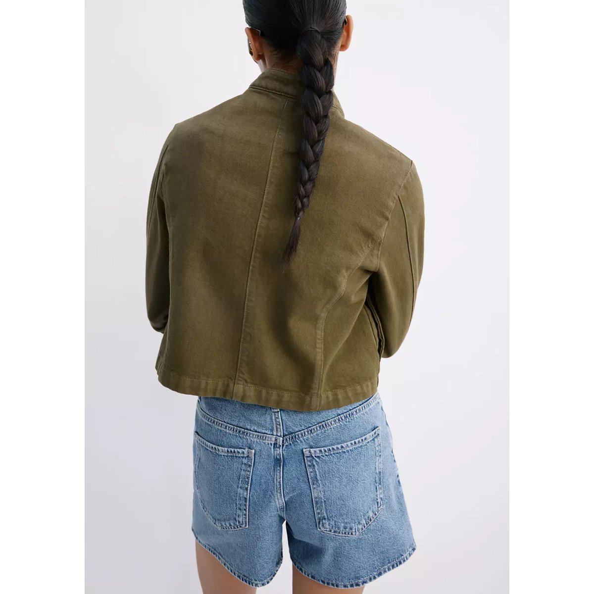 Short en jean droit bleu moyen, MANGO