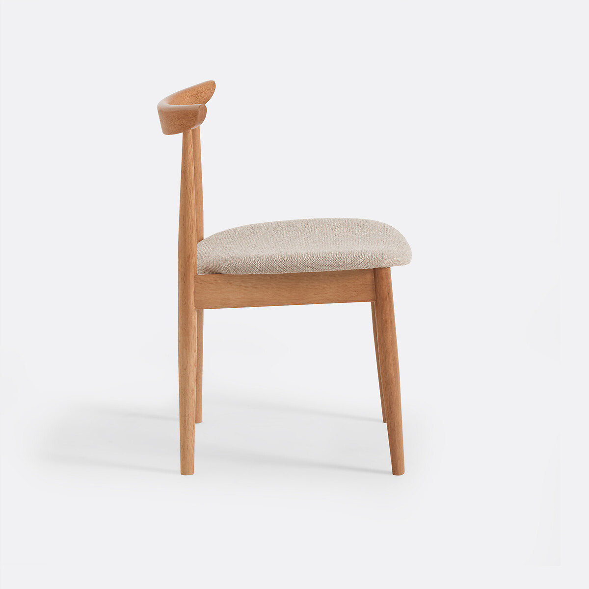 Chaise en chêne massif, assise en tissu texturé, ELLIO coloris chêne, LA REDOUTE INTERIEURS