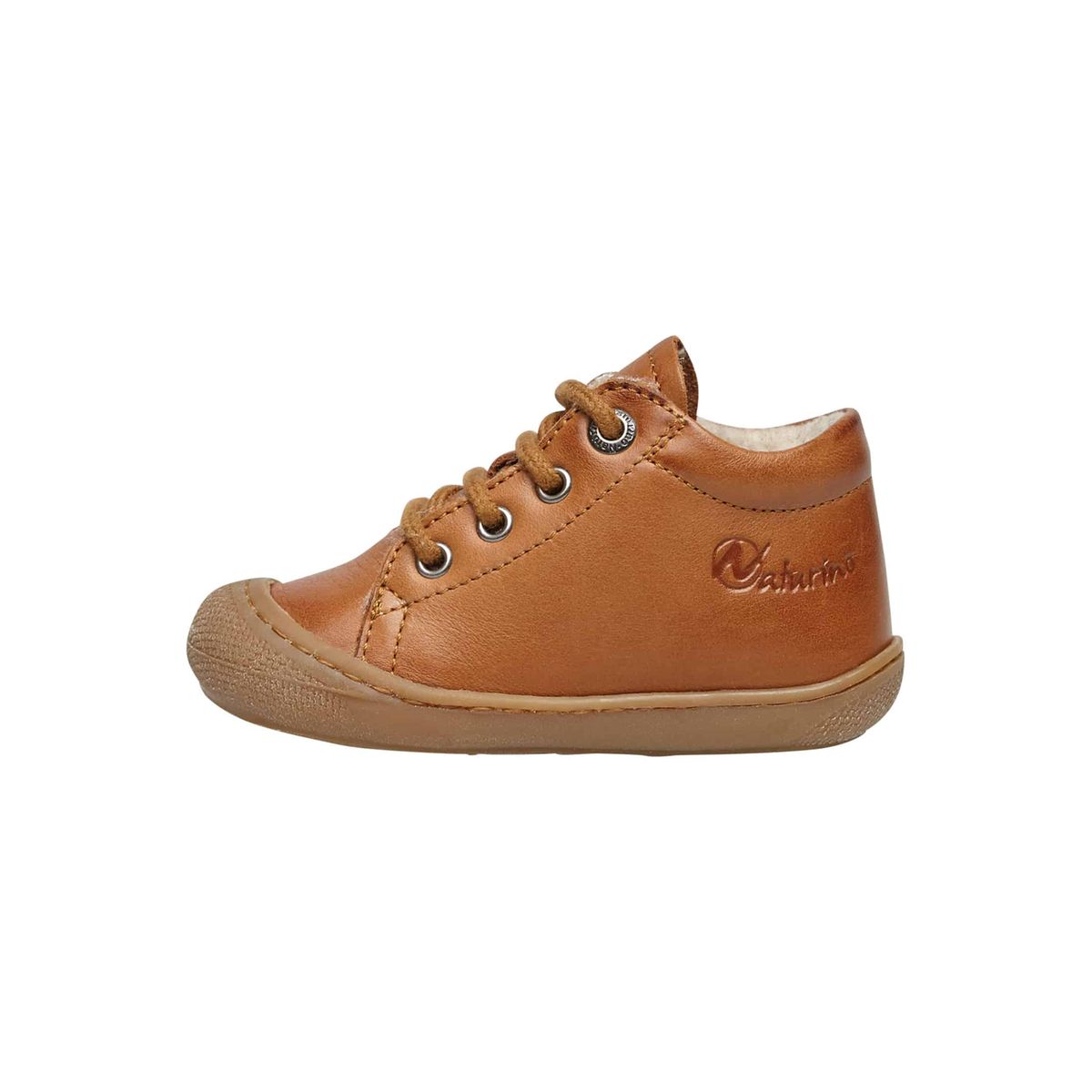 Chaussures premiers pas en cuir doublés en laine COCOON cognac, NATURINO