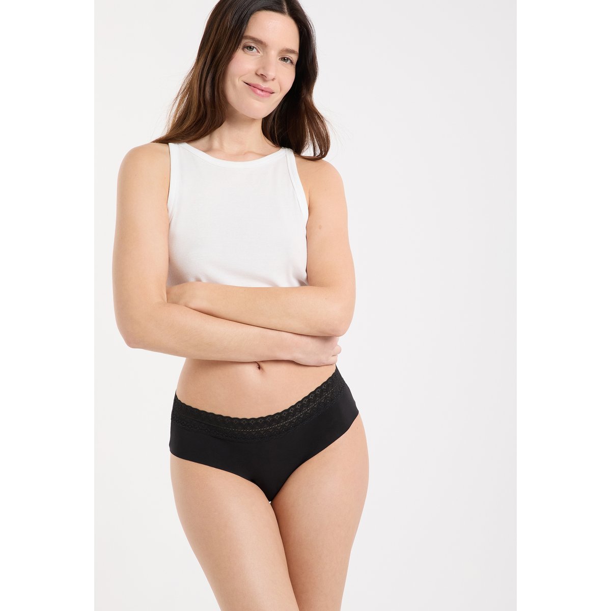 Shorty en coton INVISIBLE W24 noir, ETAM