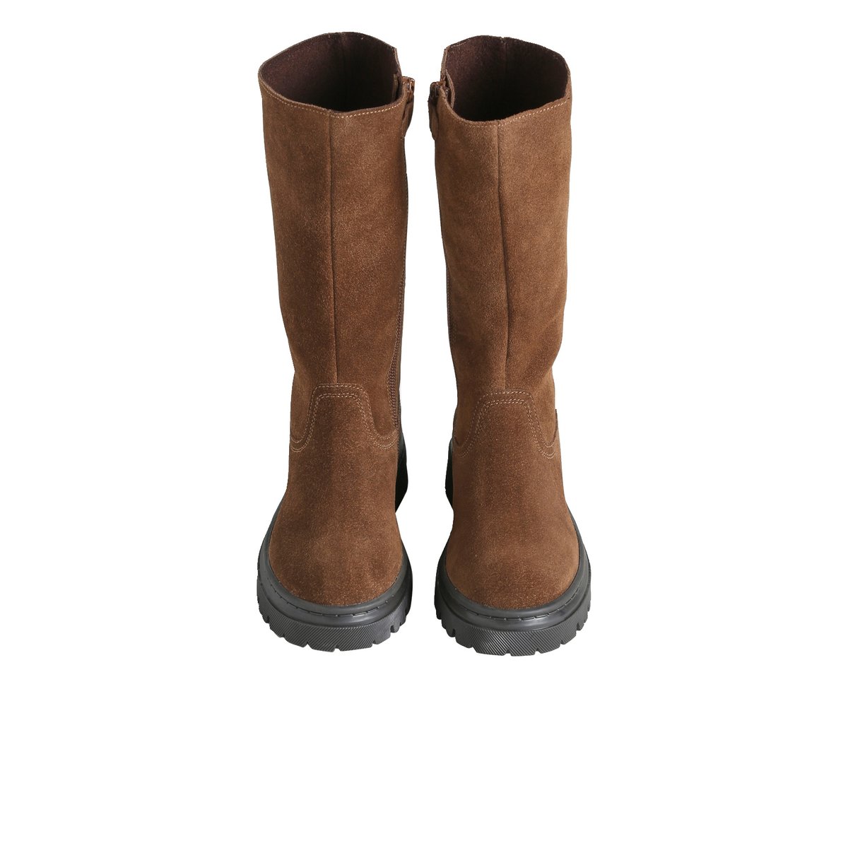 Boots en cuir zippées marron, VERTBAUDET