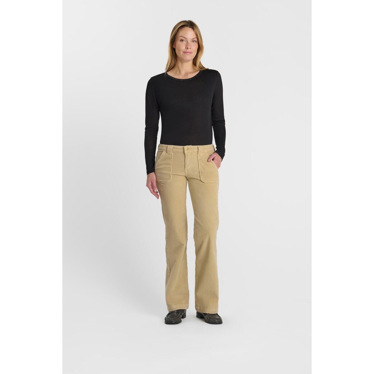 Pantalon flare FLAREVEL beige, LE TEMPS DES CERISES