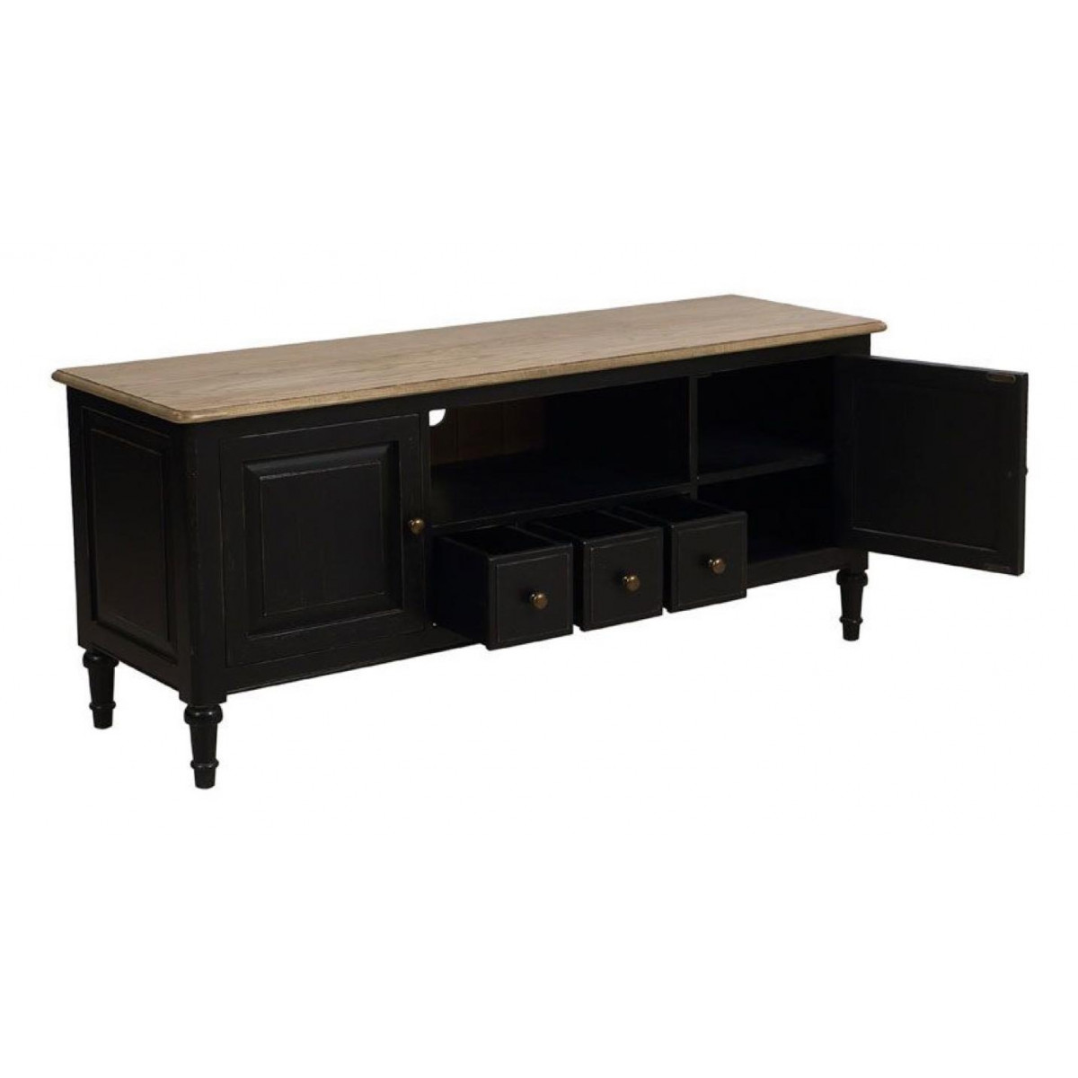 Meuble tv avec rangements - MANOIR noir, INTERIOR'S