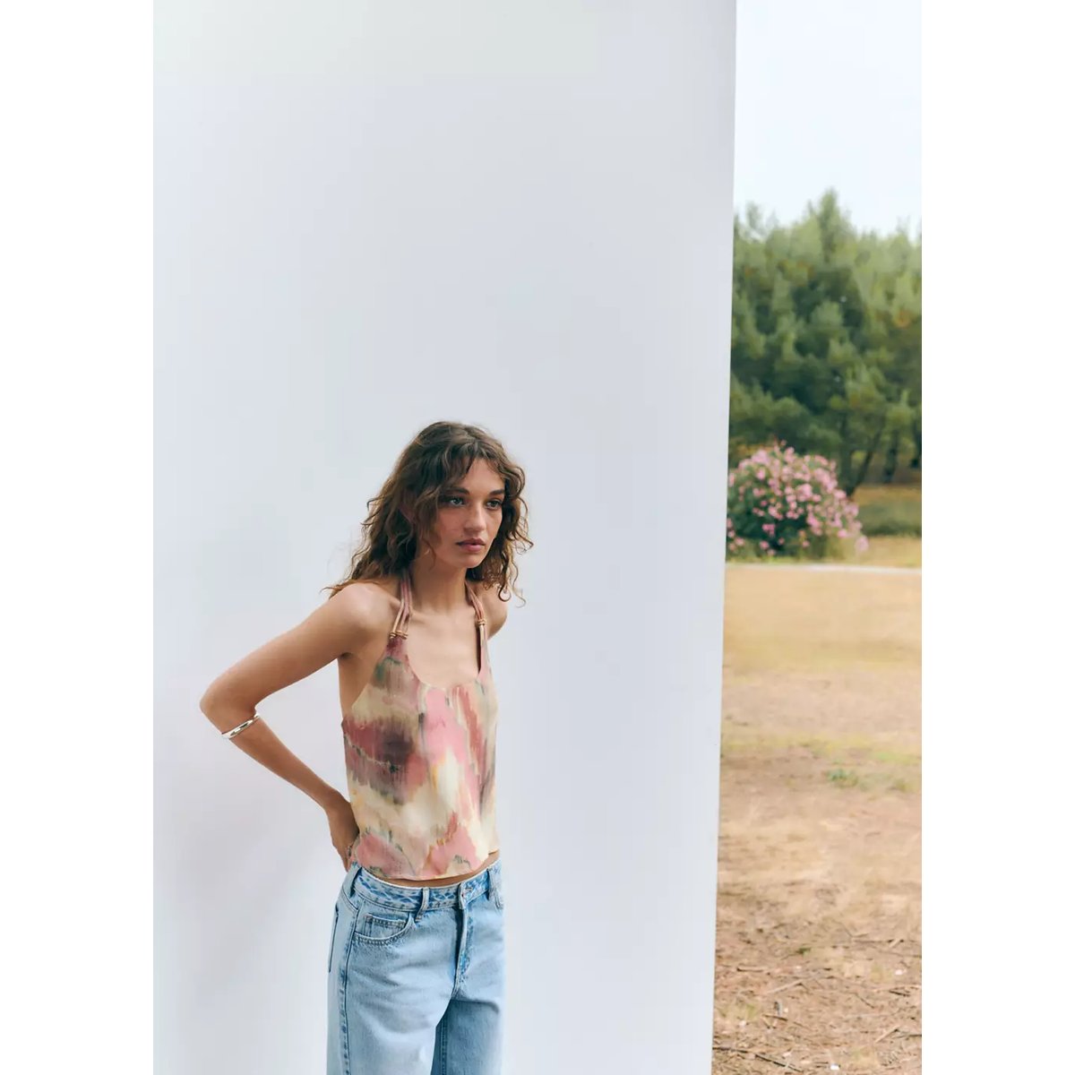 Top halter tie-dye rose pastel, MANGO TEEN