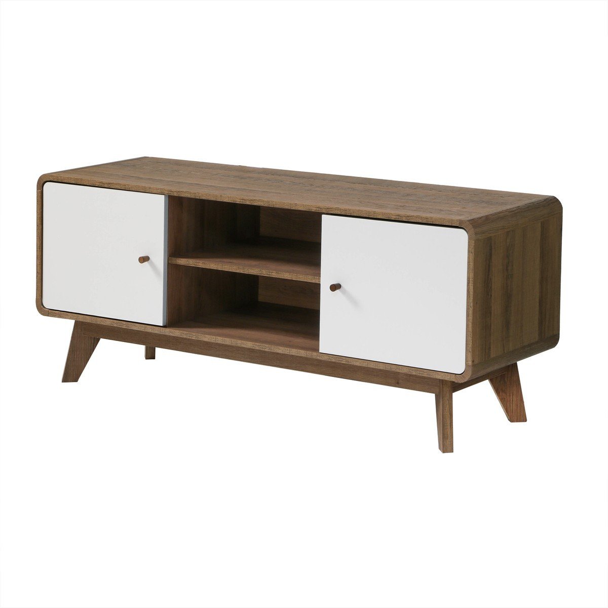 Meuble TV 2 Portes et 2 Niches  - ALBURA bois foncé, CALICOSY