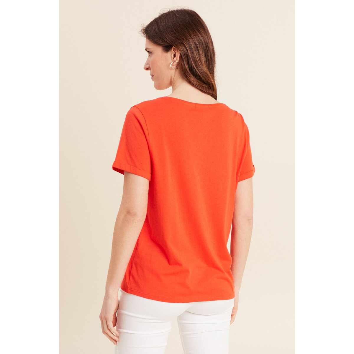 T-shirt manches courtes brodé orange foncé, BREAL