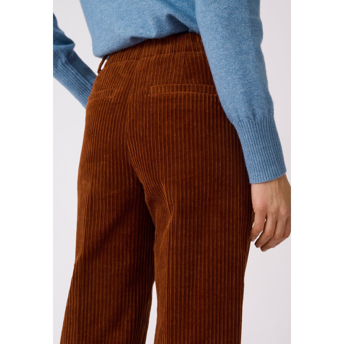 Pantalon velours grosses côtes marron rouille, DAMART