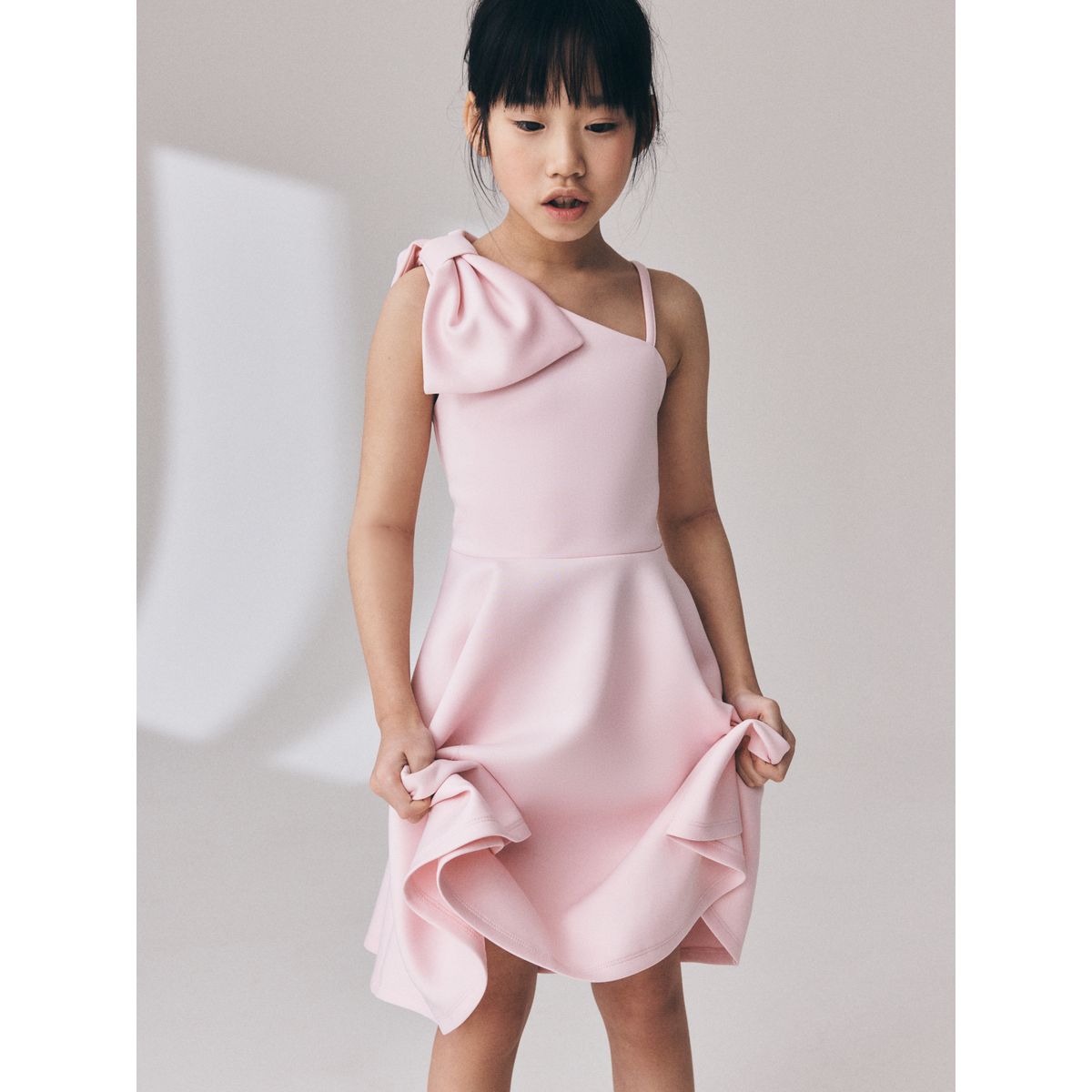 Robe asymétrique néoprène occasion nœud rose, NEXT