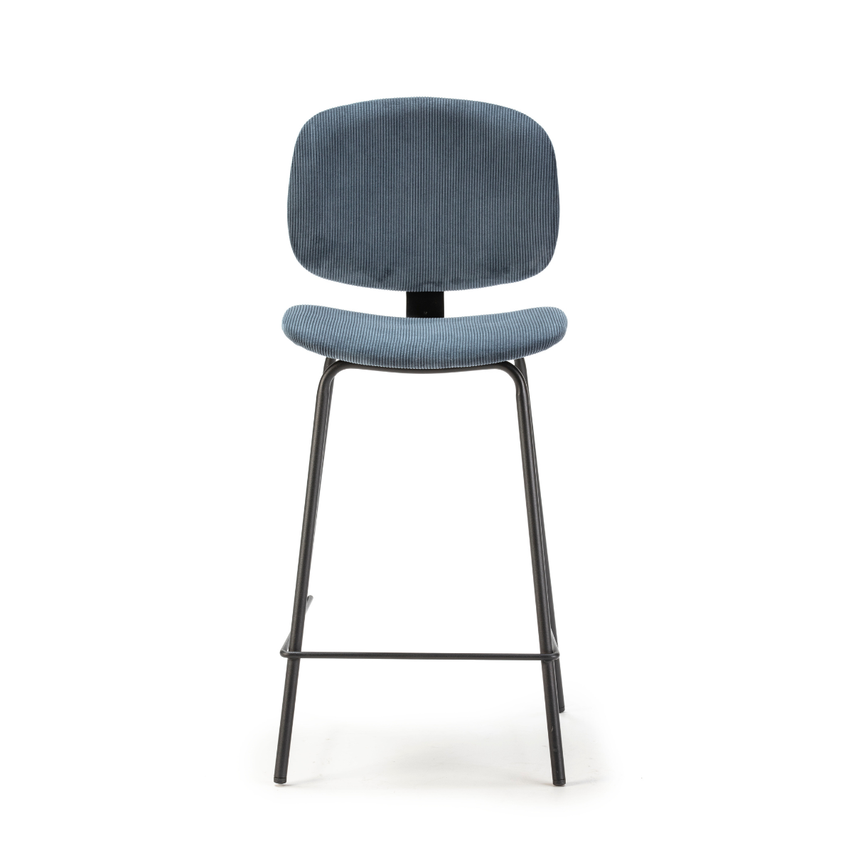 Lot de 2 tabourets en velours côtelé avec pieds en métal noir H65 cm - ARUS bleu, CALICOSY