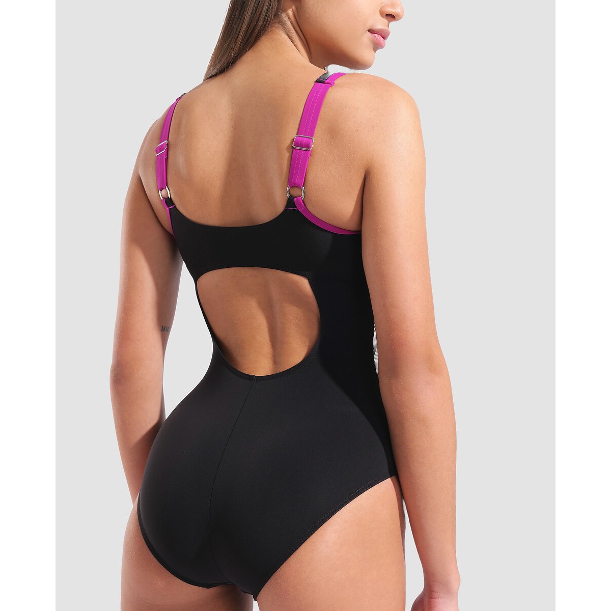 Badeanzug ADA STRAP BACK schwarz/weiss, ARENA