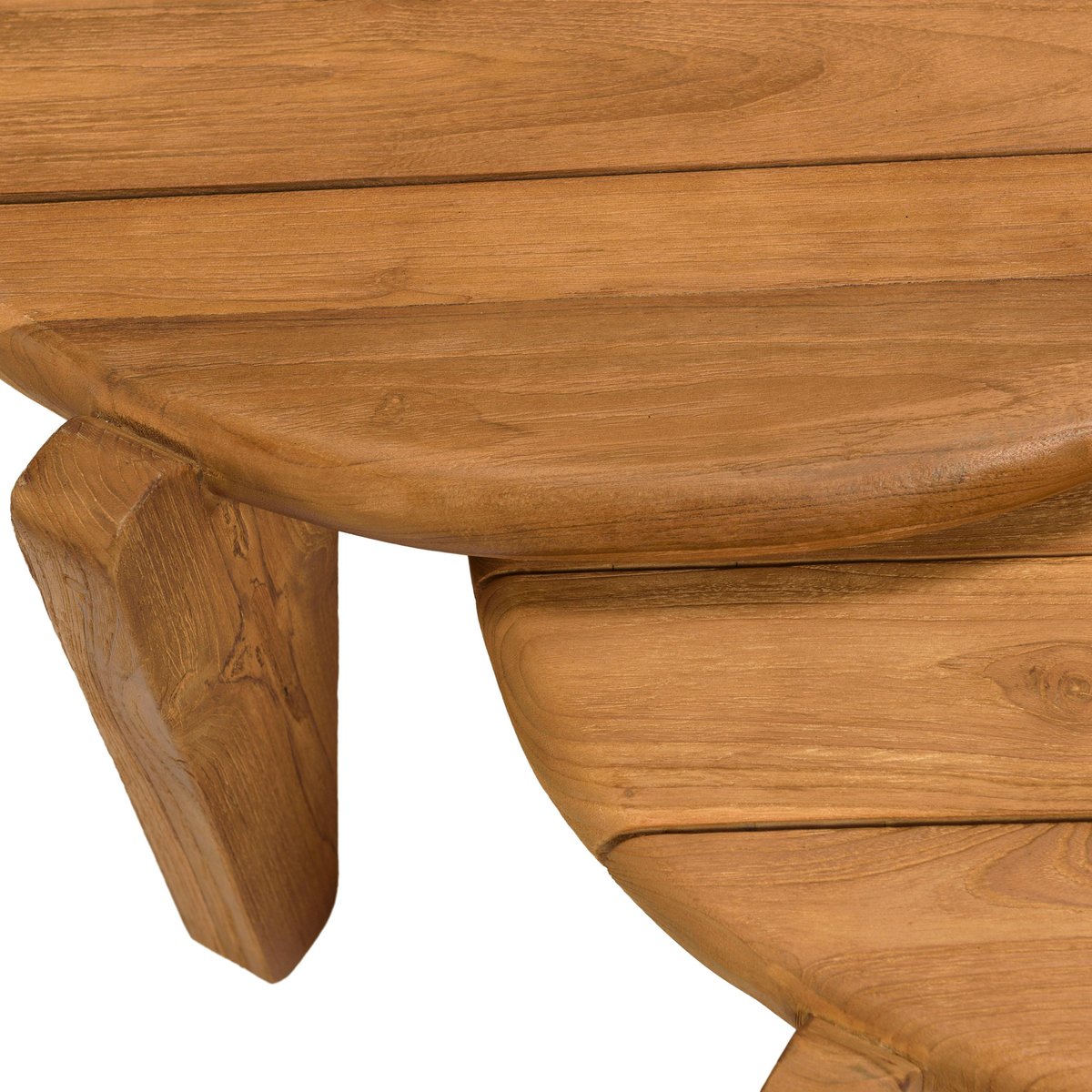 Tables basses rondes gigognes en teck recyclé ORIA bois naturel, PIER IMPORT