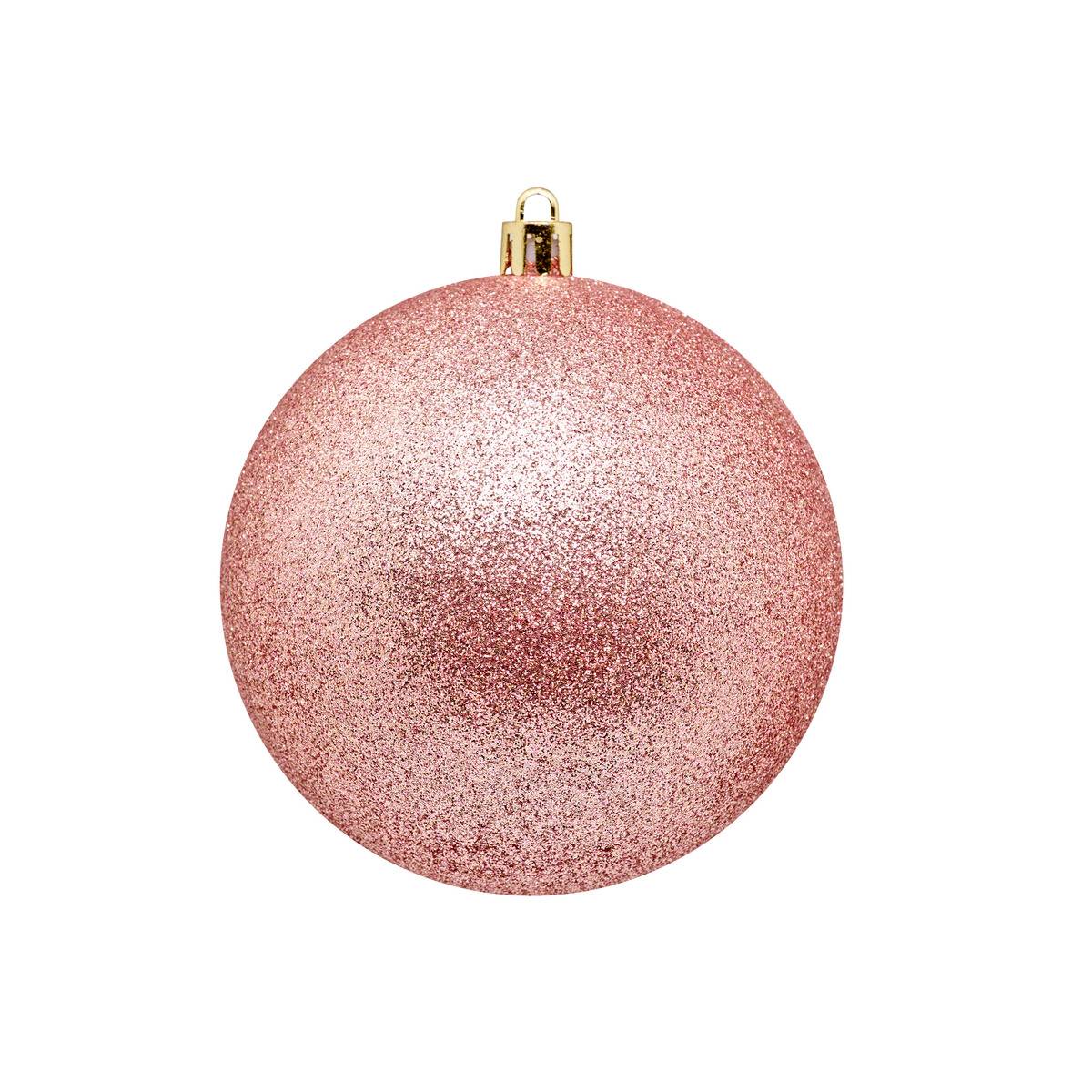 Lot de 4 boules de Noël Svea en plastique écru D. 100 mm rose, FEERIC LIGHTS & CHRISTMAS