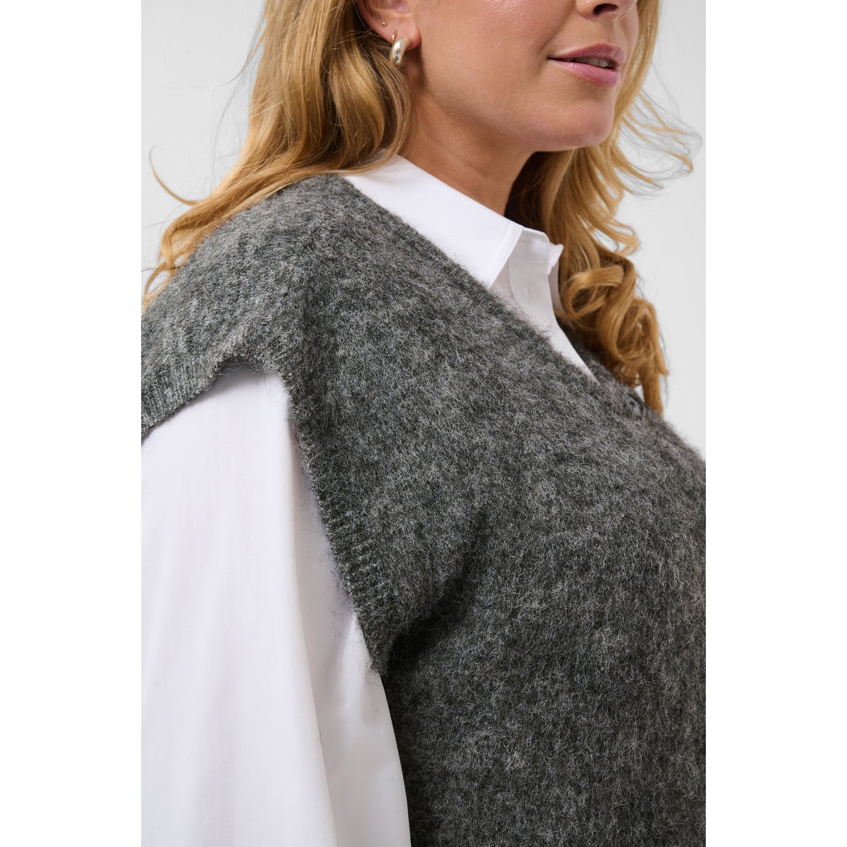 Manteau tricoté gris dark grey melange, KAFFE CURVE