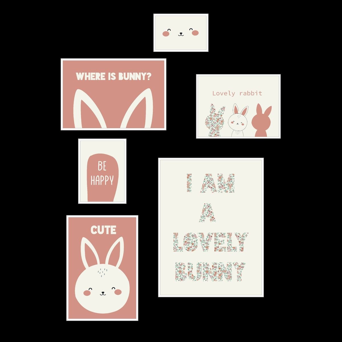 Lot 6 de cadres photos animalier bois FUNNY blanc, FACTORY