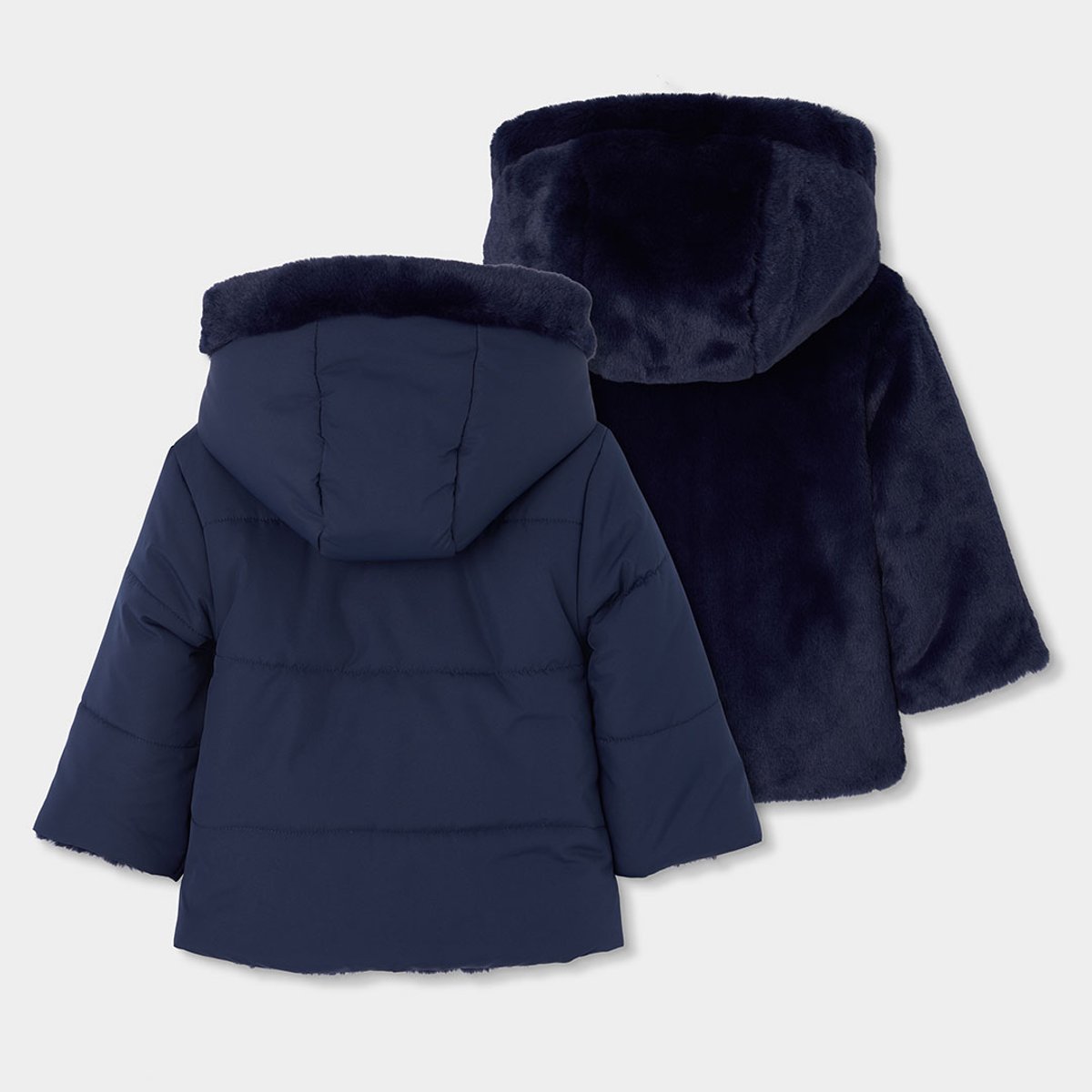Parka fille tissu technique réversible bleu, BOBOLI