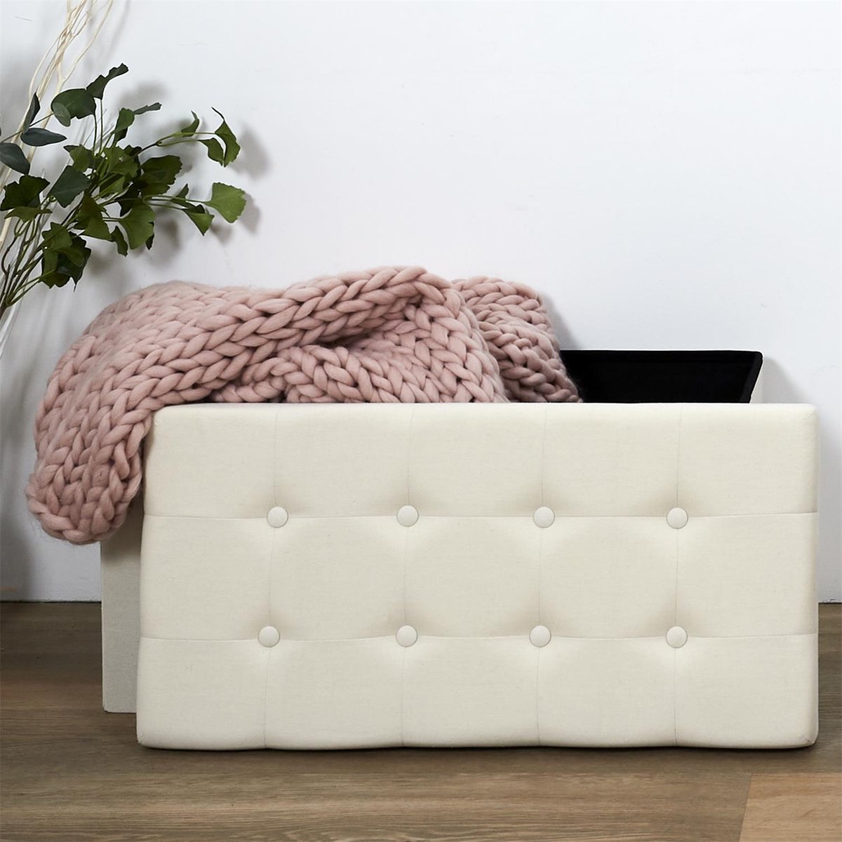 Coffre de rangement banc pliable Eleonor Beige beige, EDEN