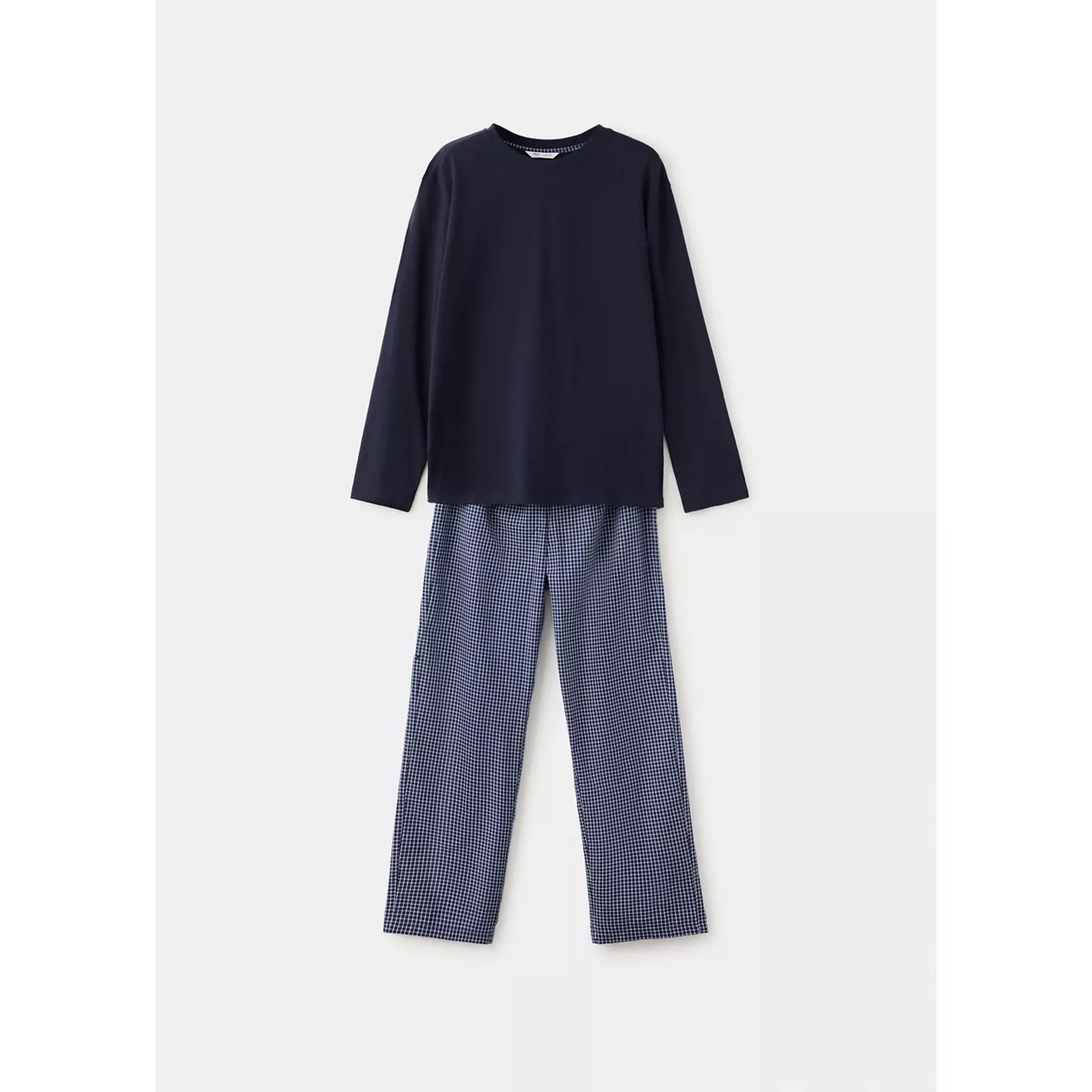 Pyjama complet coton carreaux bleu marine, MANGO TEEN