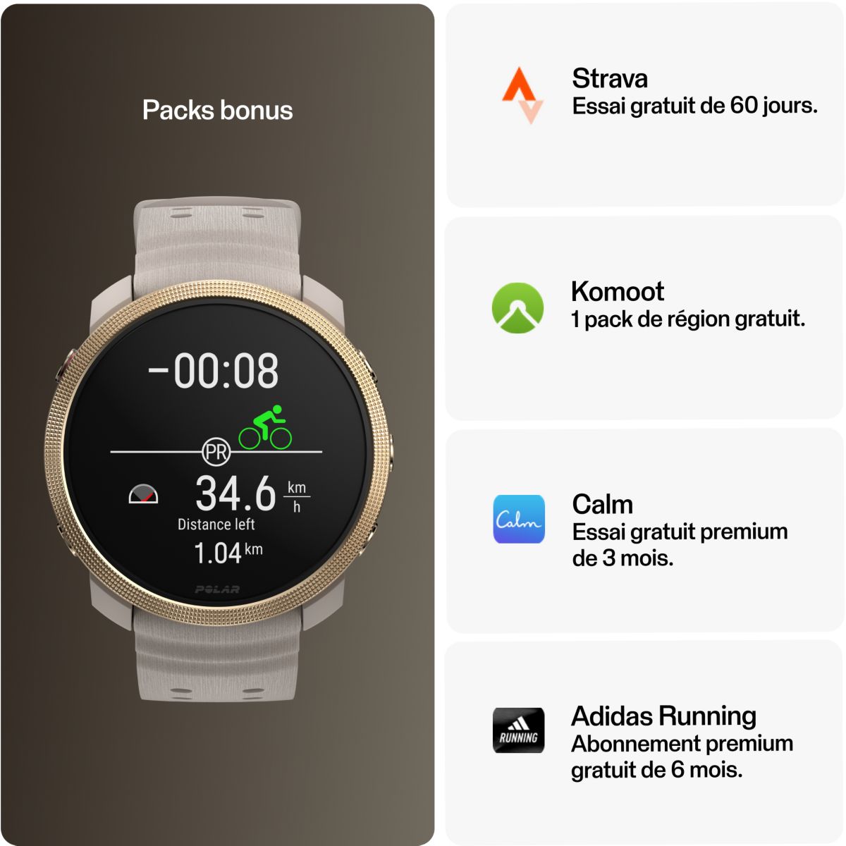 Montre sport Vantage M3 Biege Or S-L beige, POLAR