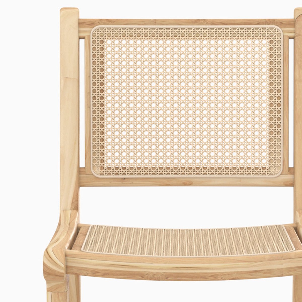 Lot de 2 chaises pour îlot central en teck et cannage rotin 66,5 cm - KYLA naturelle, MAISON PAVANE