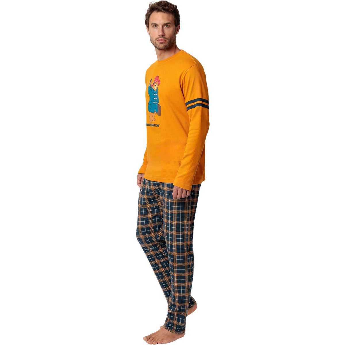 Pyjama pantalon top manches longues Square Paddington jaune, ADMAS