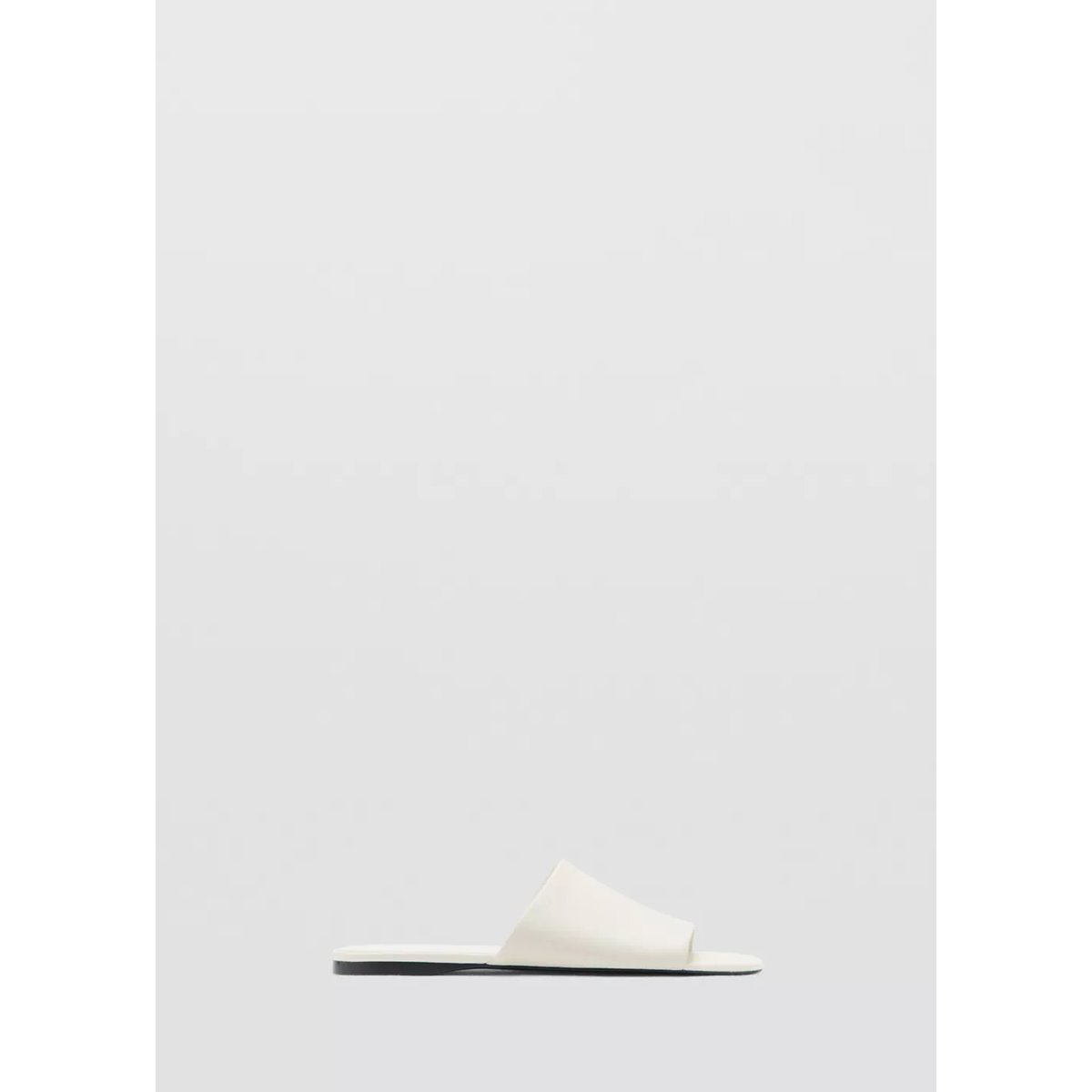 Sandales plates en cuir écru, MANGO