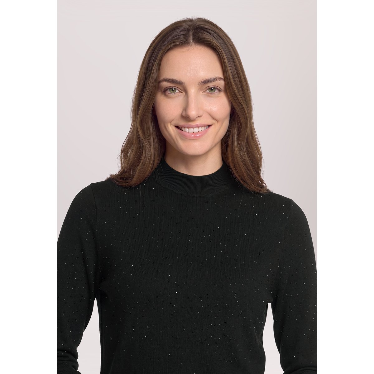 Pull-over en maille à col droit noir, BETTY BARCLAY