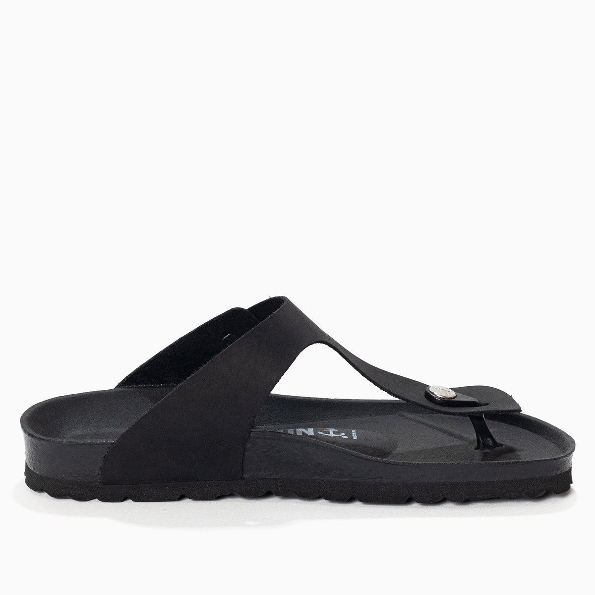 Tongs en cuir MERCURE noir, BAYTON