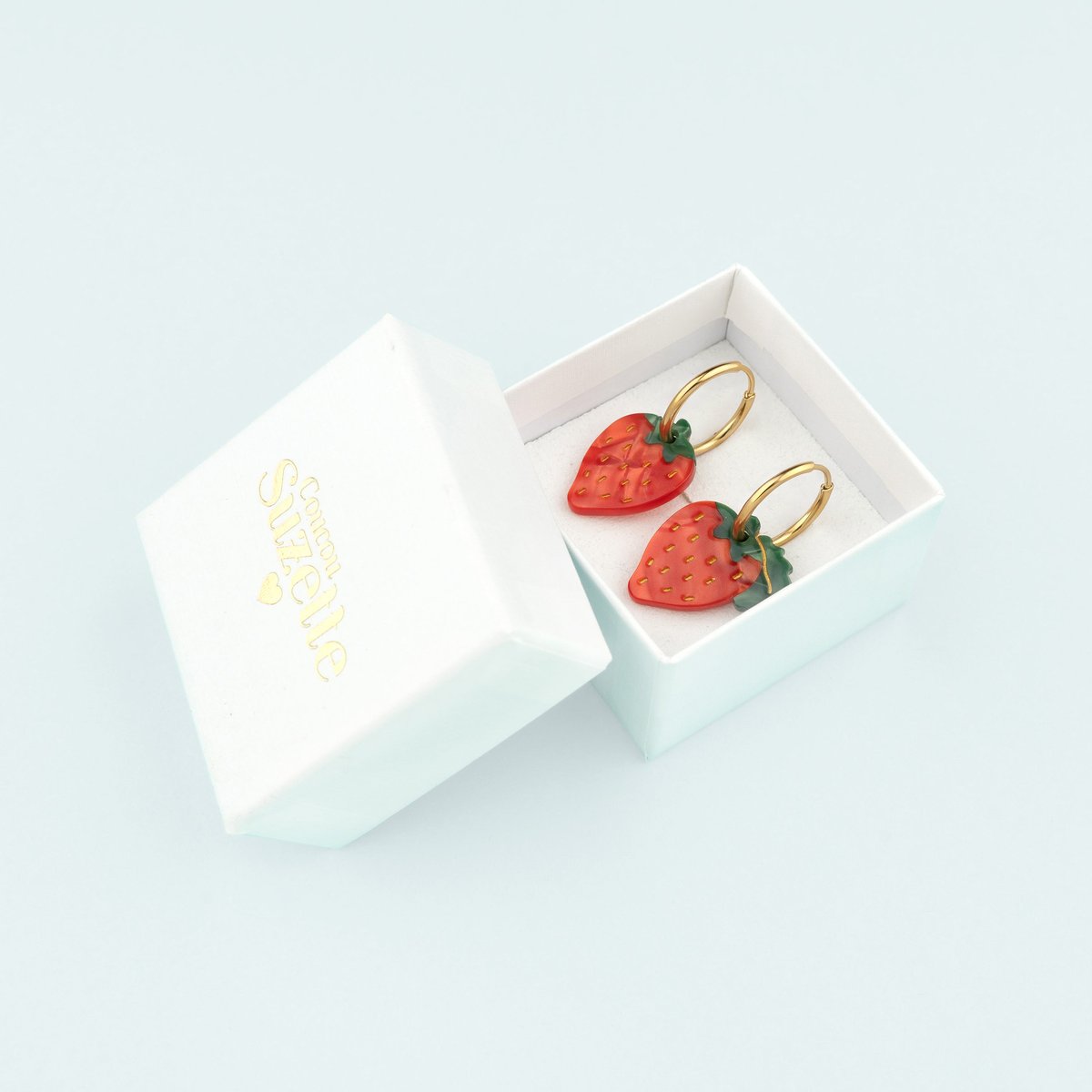 Boucles d'oreilles FRAISE rouge, COUCOU SUZETTE