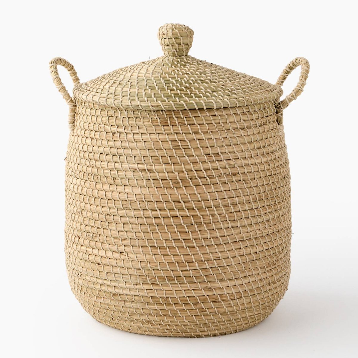 Panier de rangement tressé, 36x41cm / 42X52cm, en jonc de mer et coton naturel, MONOPRIX