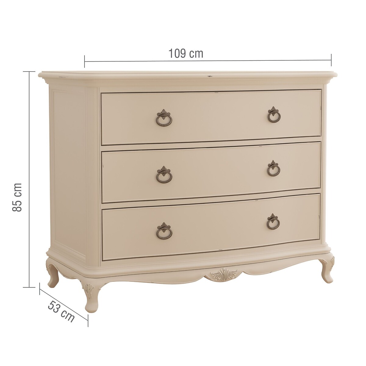 Ivory French-Vintage 3 Drawer Low Chest ivory, WILLIS & GAMBIER