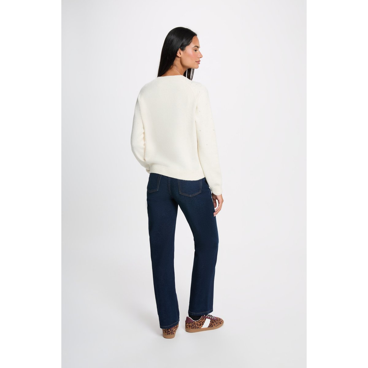 Pull ajusté strass ivoire, MORGAN