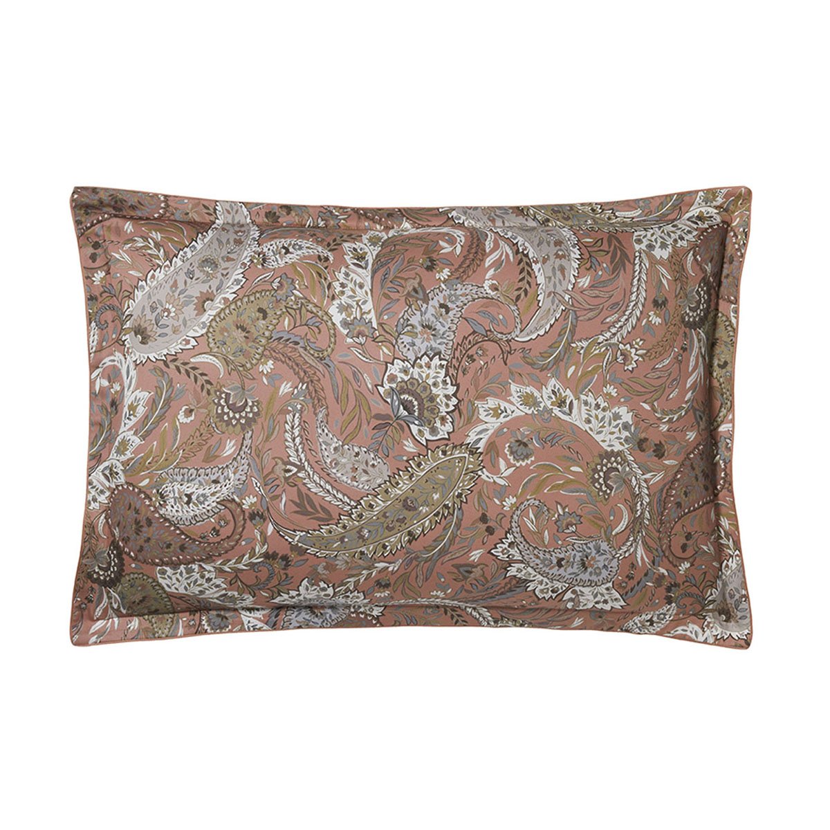 Taie d'oreiller impimée en satin de coton bio, ZADIG brun terre cuite, ALEXANDRE TURPAULT