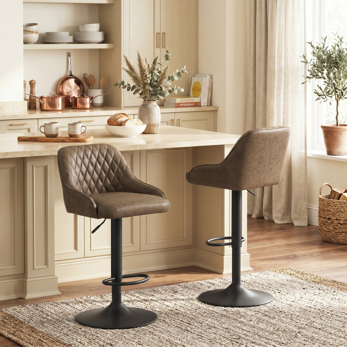 Tabouret de bar PU Marron foncé marron foncé, HOMCOM