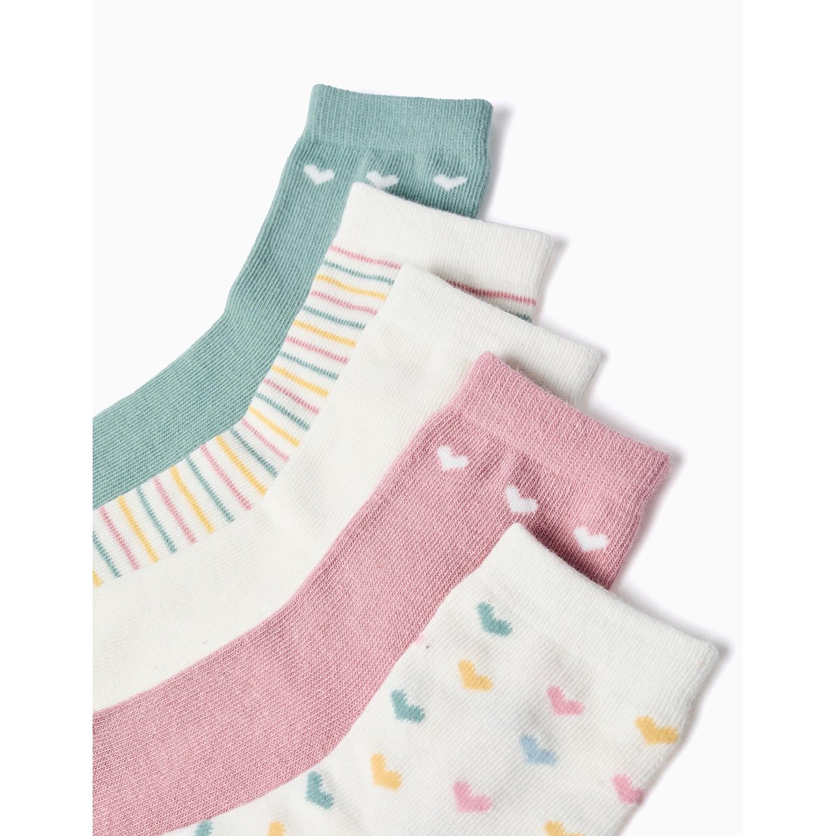 Lot de 5 paires de chaussettes à rayures/cœurs multicolore, ZIPPY