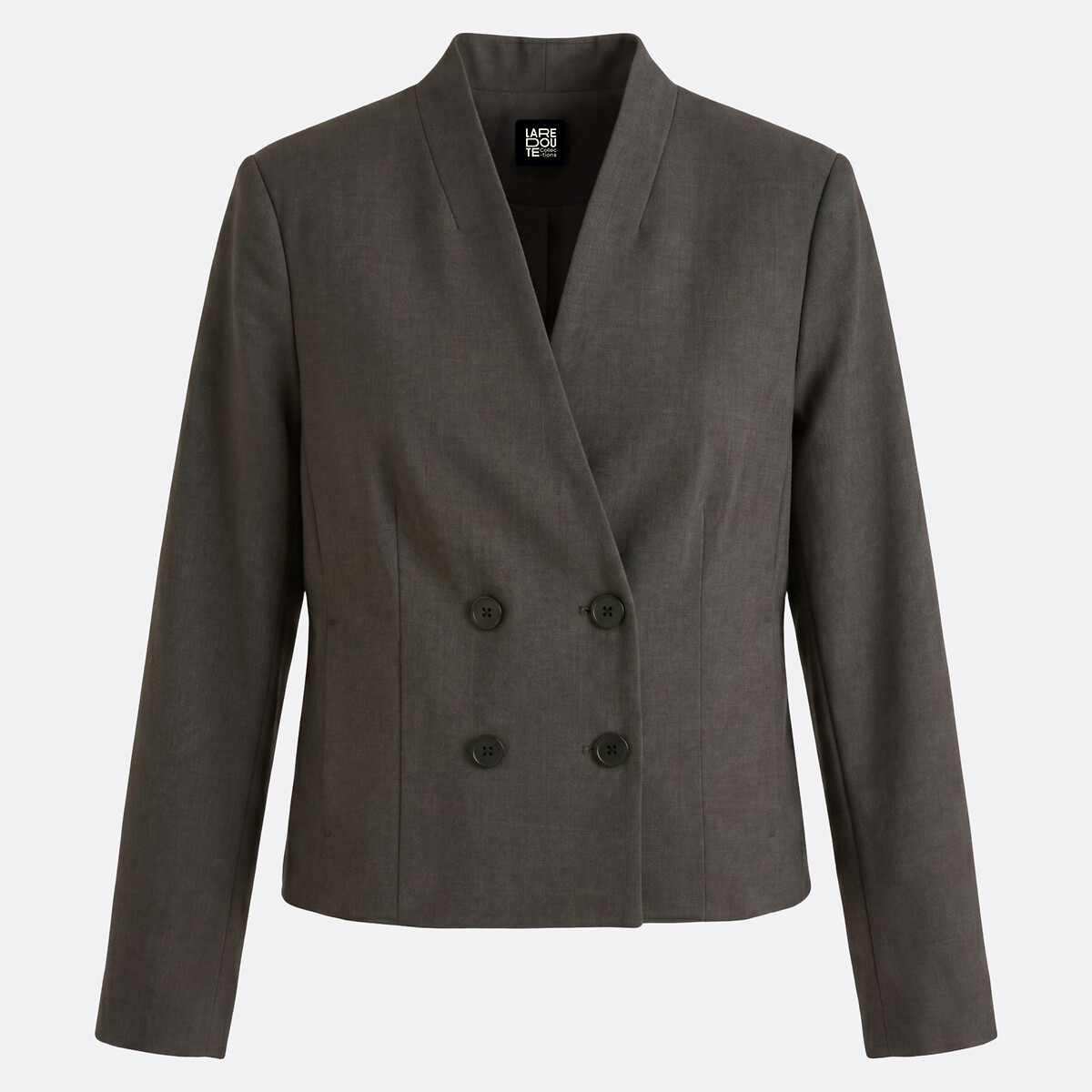 Short Collarless Crossover Blazer grey marl, LA REDOUTE COLLECTIONS