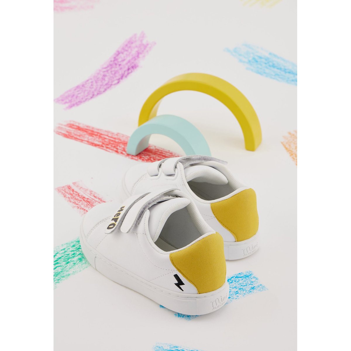 Baskets Enfant En Cuir Mini Edith Super Hero blanc, BONS BAISERS