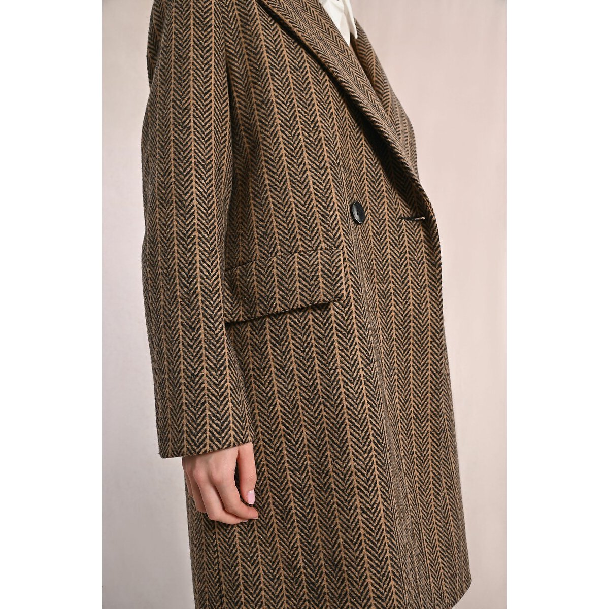 Striped Overcoat brown, MOLLY BRACKEN