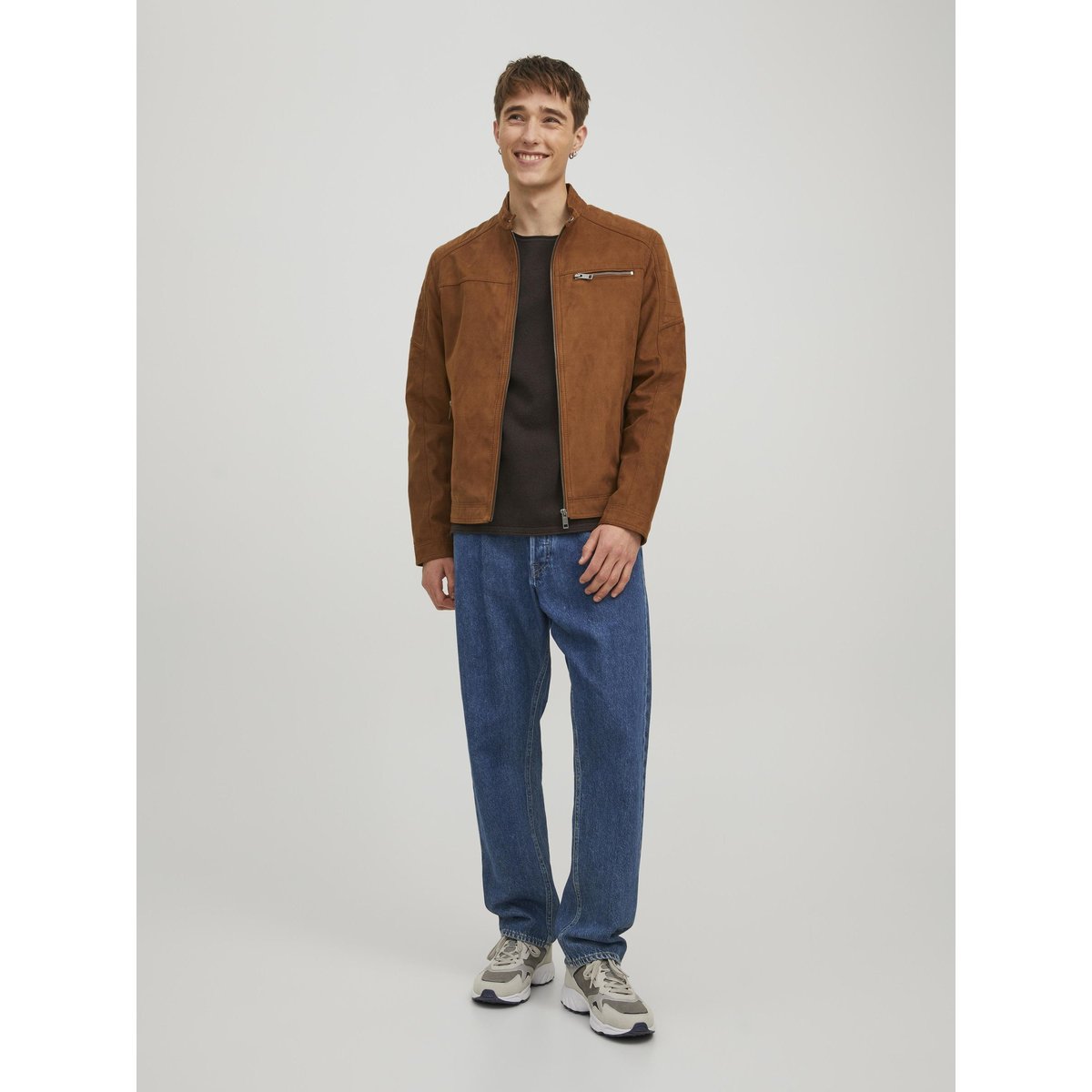 Blouson biker Jcorocky cognac, JACK & JONES